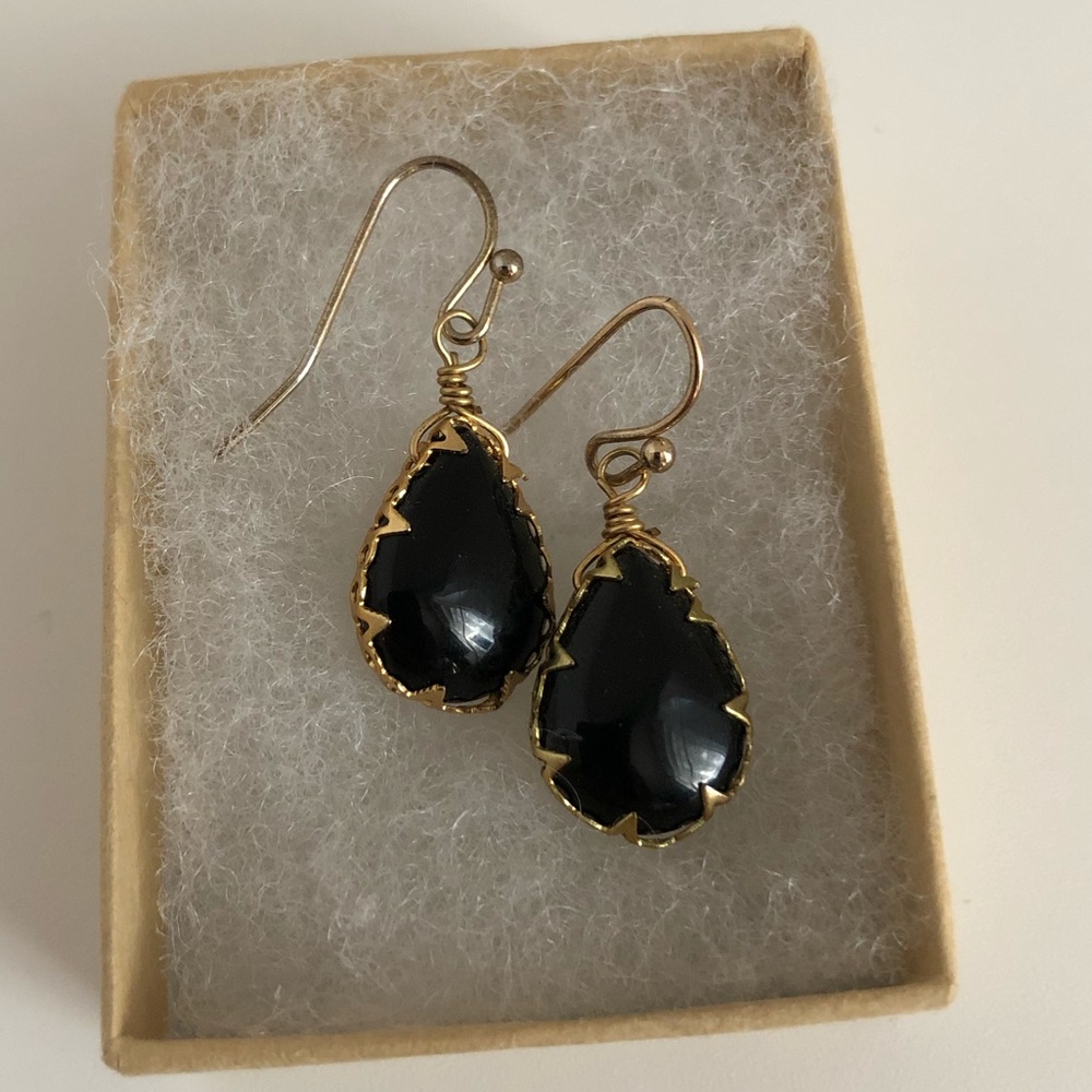 Onyx teardrop earrings
